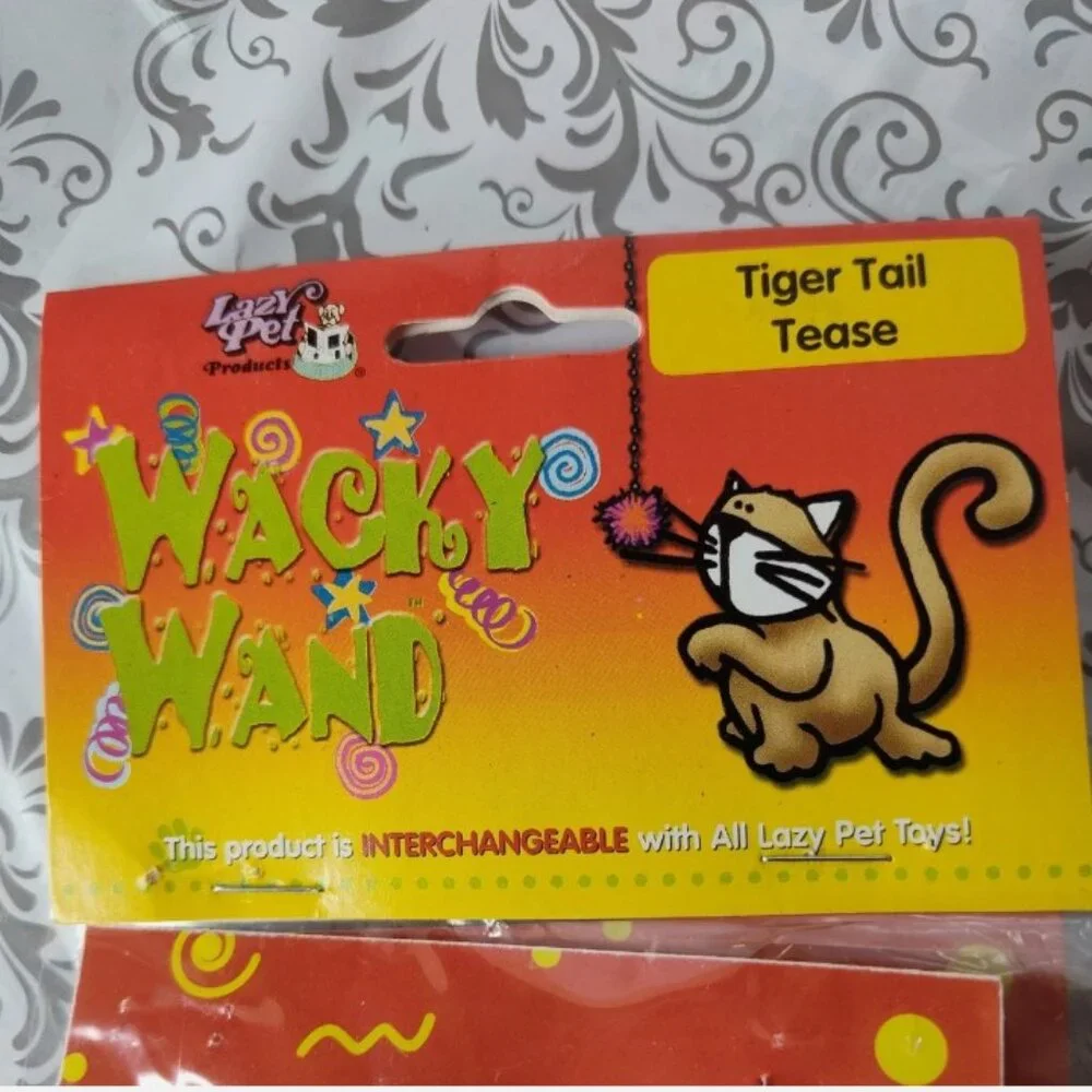 Lot of 3 Lazy Pet Interactive Tail Tease Cat Toy Brown, Green, & Yellow